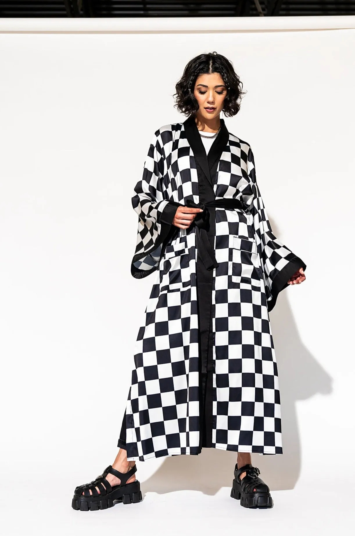 Good Karma Kimono in Checkerboard