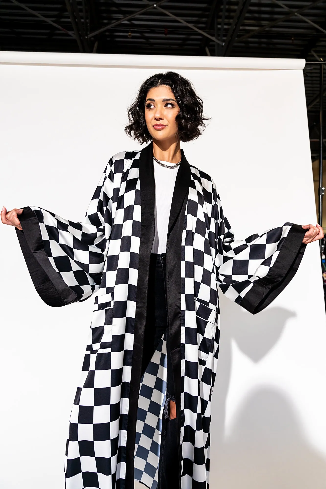 Good Karma Kimono in Checkerboard