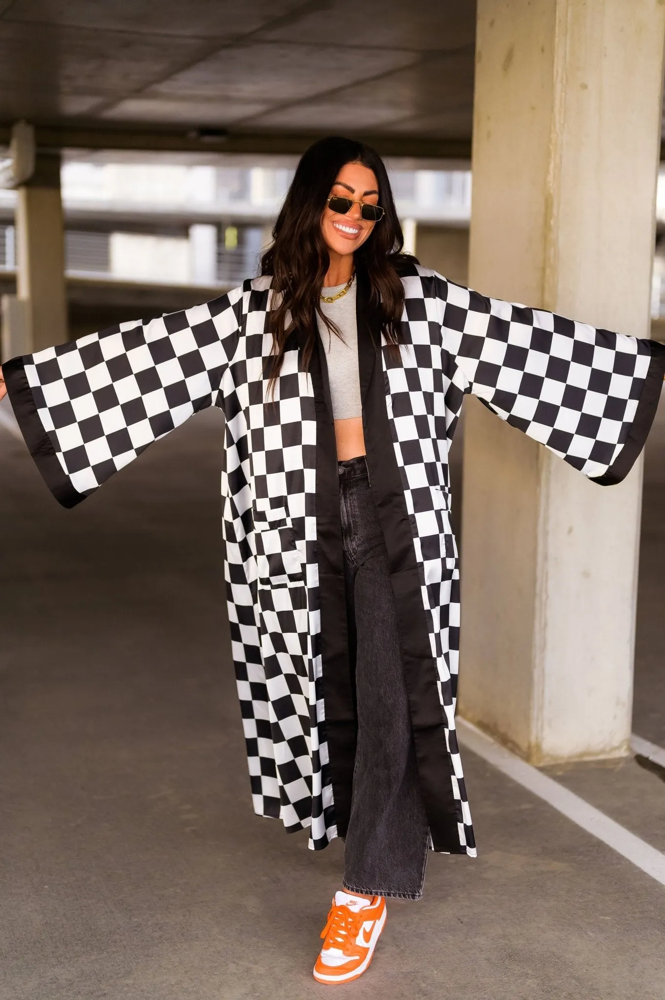 Good Karma Kimono in Checkerboard