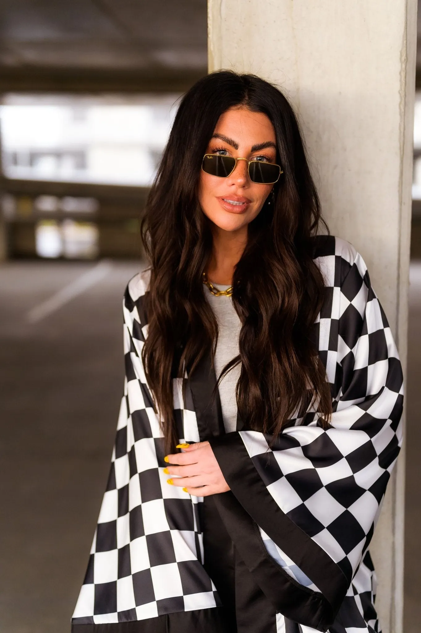 Good Karma Kimono in Checkerboard