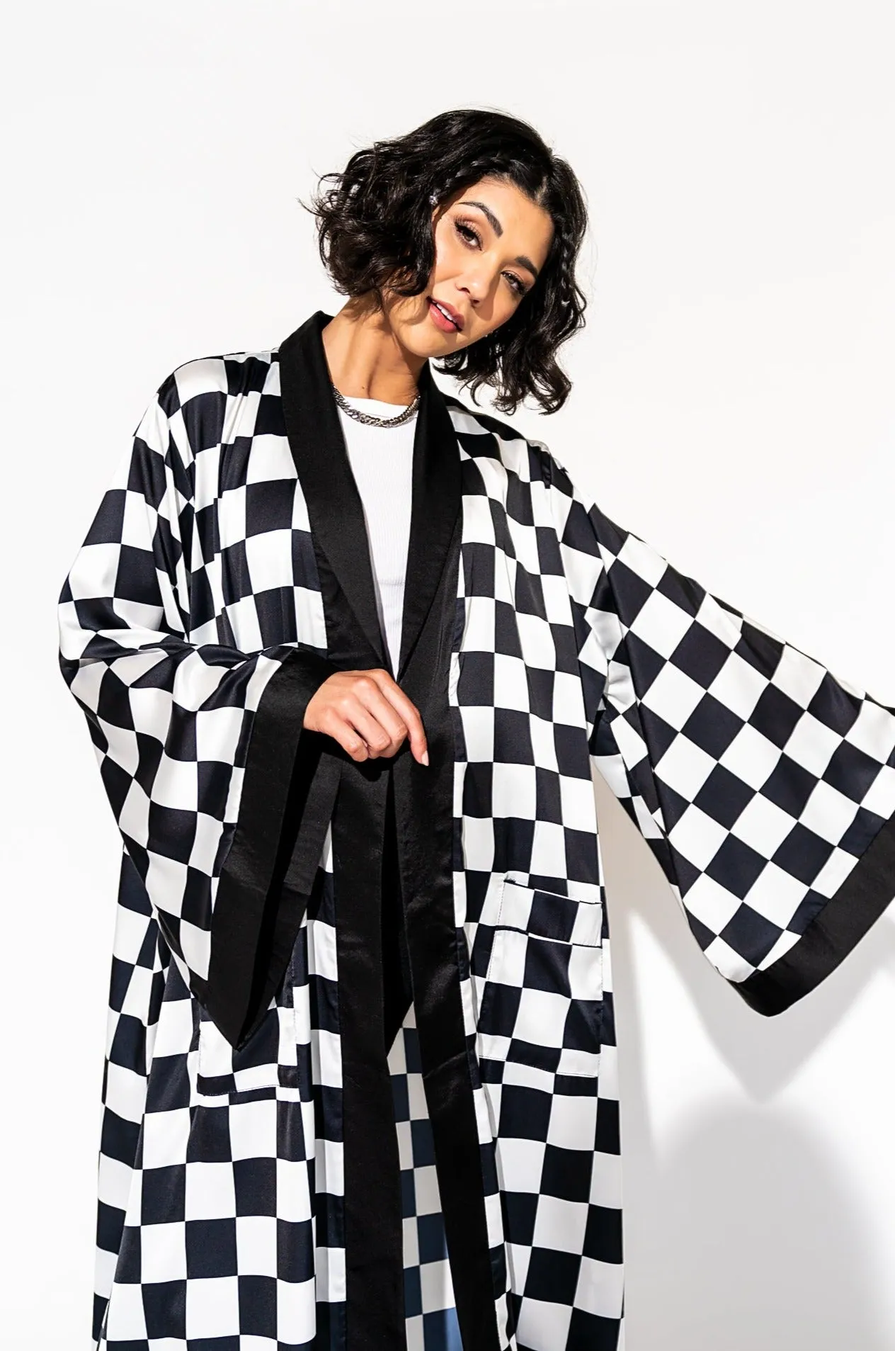 Good Karma Kimono in Checkerboard