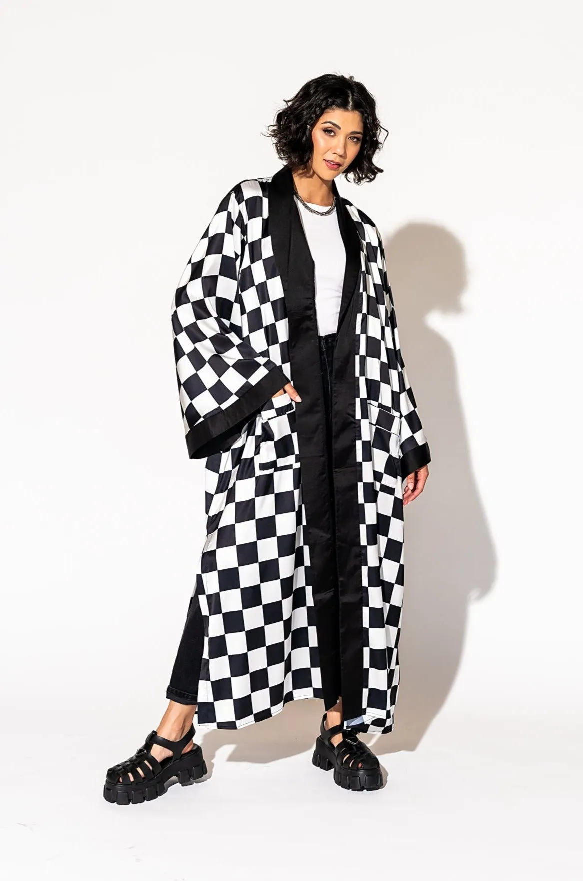 Good Karma Kimono in Checkerboard
