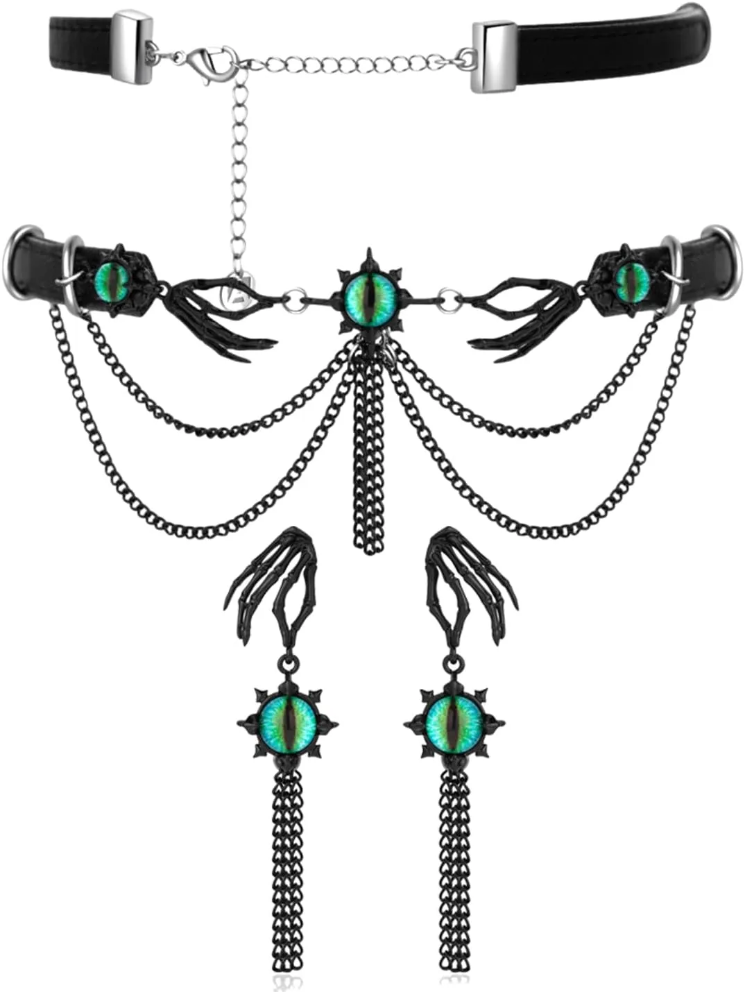 Halloween Jewelry Sets For Women Gothic Eye Choker Necklace And Pendant Earrings Set Hypoallergenic Jewelry