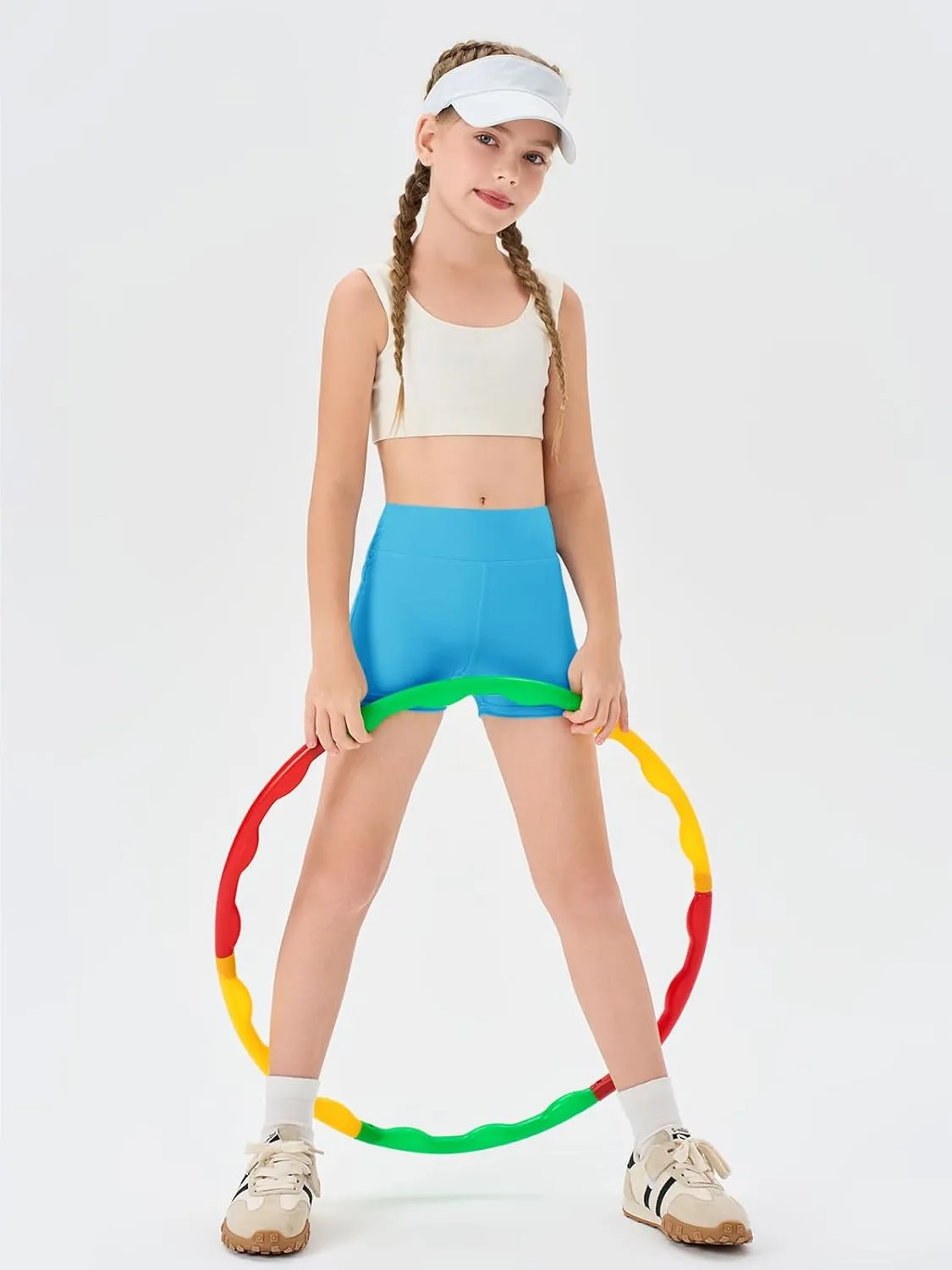 Haloumoning Girls Athletic Shorts Kids High Waisted Yoga Dance Biker Shorts Comfy Gymnastics Shorts 5-14Y