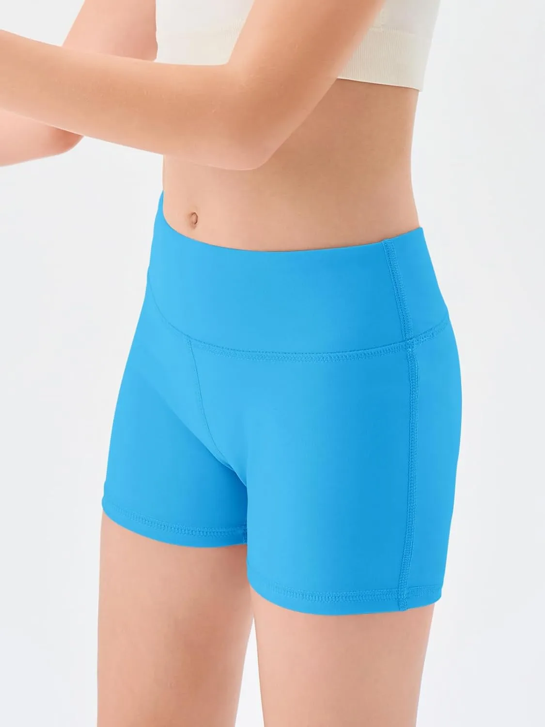 Haloumoning Girls Athletic Shorts Kids High Waisted Yoga Dance Biker Shorts Comfy Gymnastics Shorts 5-14Y