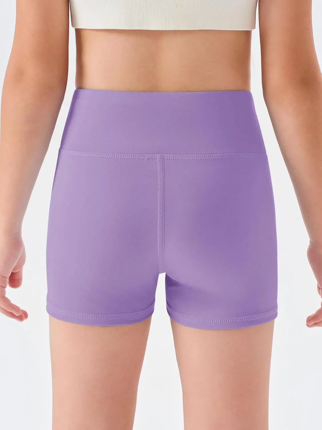 Haloumoning Girls Athletic Shorts Kids High Waisted Yoga Dance Biker Shorts Comfy Gymnastics Shorts 5-14Y