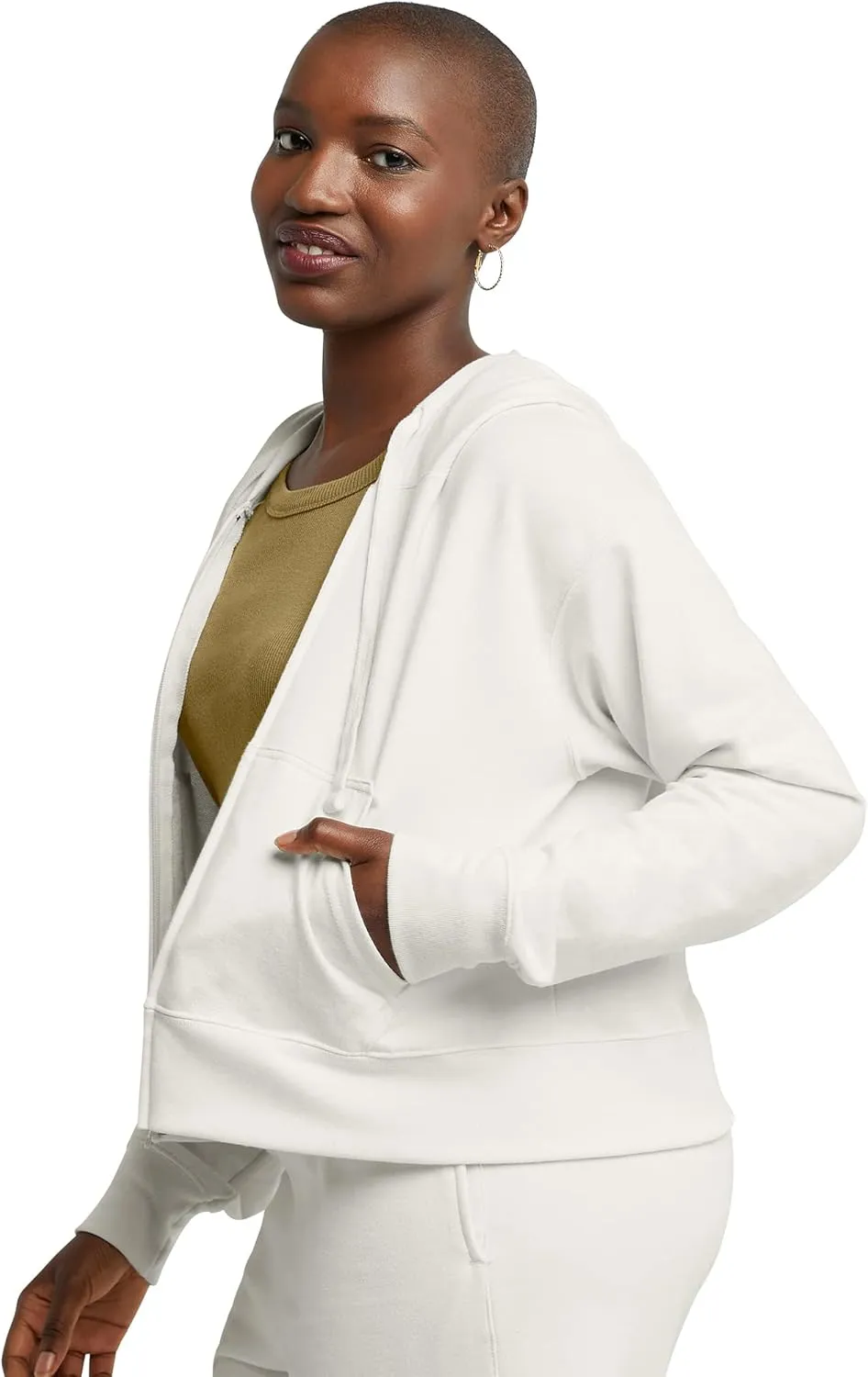 Hanes Women's Originals French Terry Zip-up Hoodie, Lightweight Fleece Zip Hooded Sweatshirt, Available in Plus