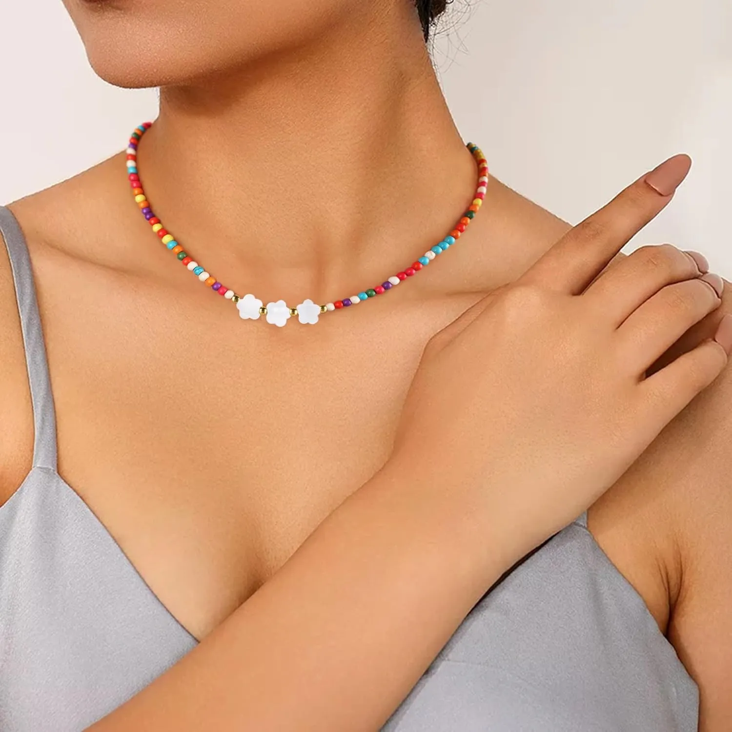 Happy Birthday Gifts for Girls, Trendy Beaded Necklaces for Teen Girl Cute Bohemian Choker Necklace Pendant Mothers Birthday Gifts for Women Kids Jewelry