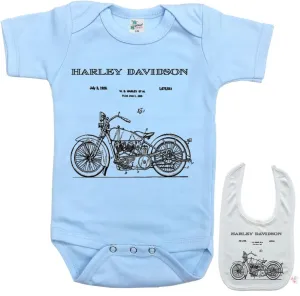 Harley Patent Print Motorcycle Newborn Infant outfit Baby bodysuit onesie & bib