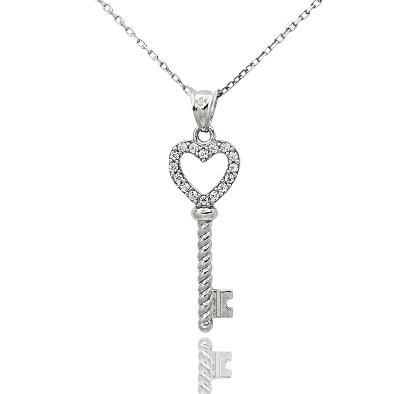 Heart Key Necklace, Key Necklace, Love Necklace, 925 Silver Jewelry, Key Pendant, Love Jewelry, Heart Key Pendant, Gift for Her, Gift for Him, Handmade Jewelry (Silver)