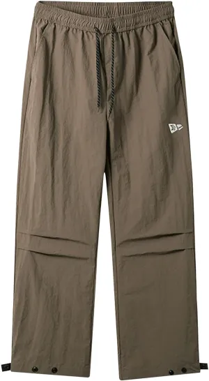 hlysgo Men Waterproof Pants Casual Loose Fit Fleece Lined Wide Leg Pants Drawstring Waist Outdoor Hiking Pants with Pockets