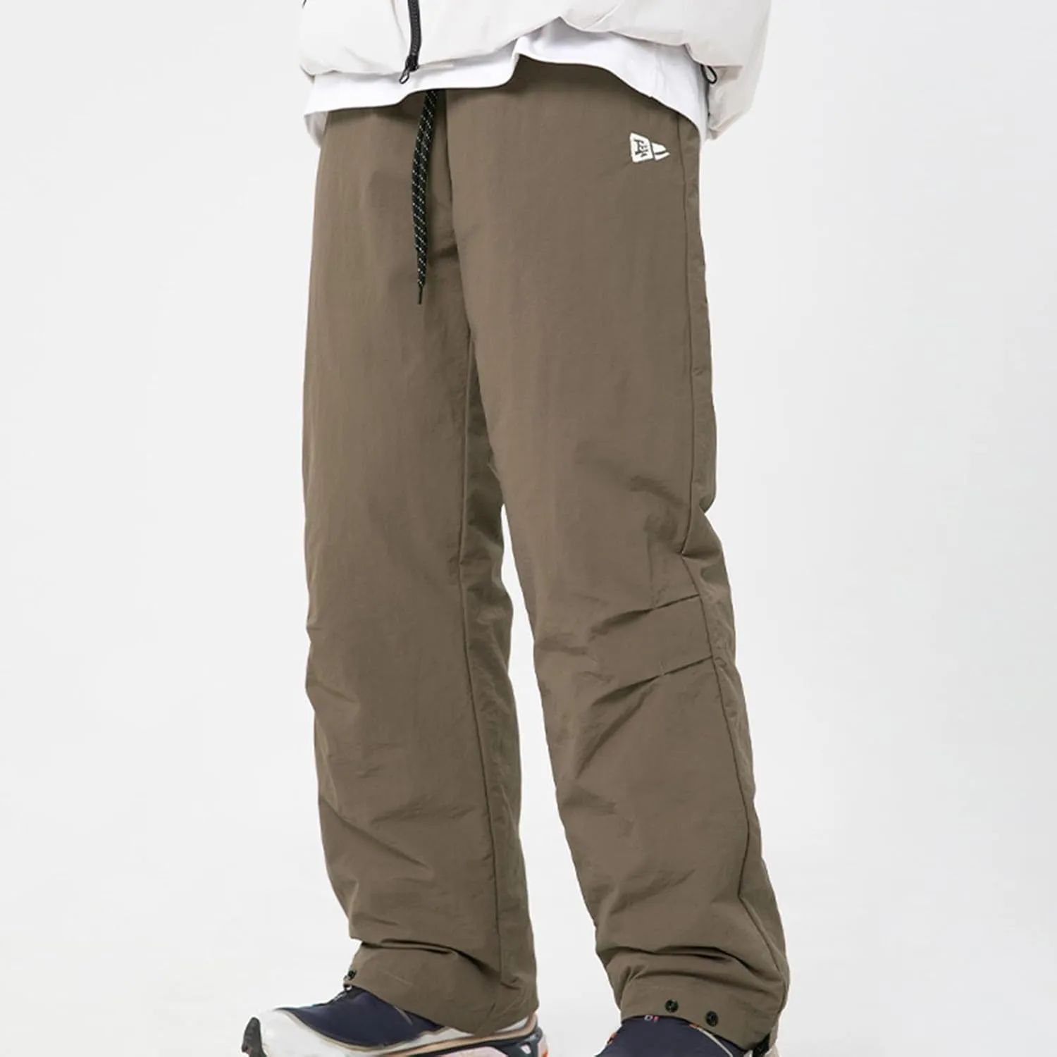 hlysgo Men Waterproof Pants Casual Loose Fit Fleece Lined Wide Leg Pants Drawstring Waist Outdoor Hiking Pants with Pockets