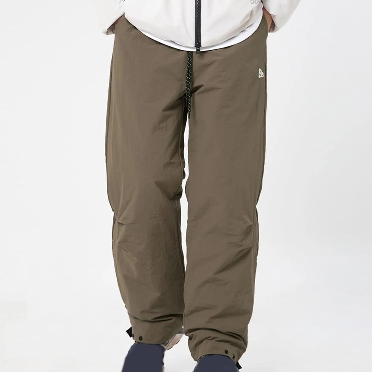 hlysgo Men Waterproof Pants Casual Loose Fit Fleece Lined Wide Leg Pants Drawstring Waist Outdoor Hiking Pants with Pockets