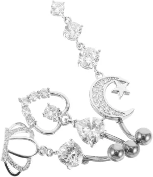 Homoyoyo Belly Button Piercing Jewelry 3pcs Heart Navel Rings Dangle Belly Button Jewelry for Women