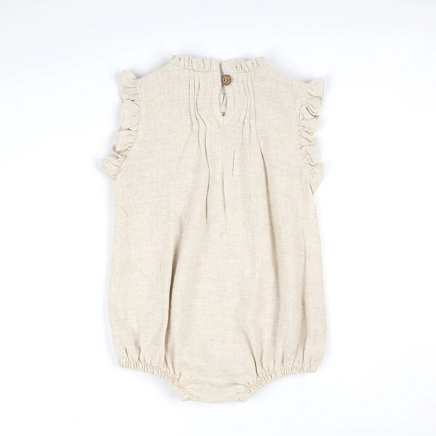HOOLCHEAN Baby Girls Cotton Linen Plain Ruffles Sleeveless Bodysuits