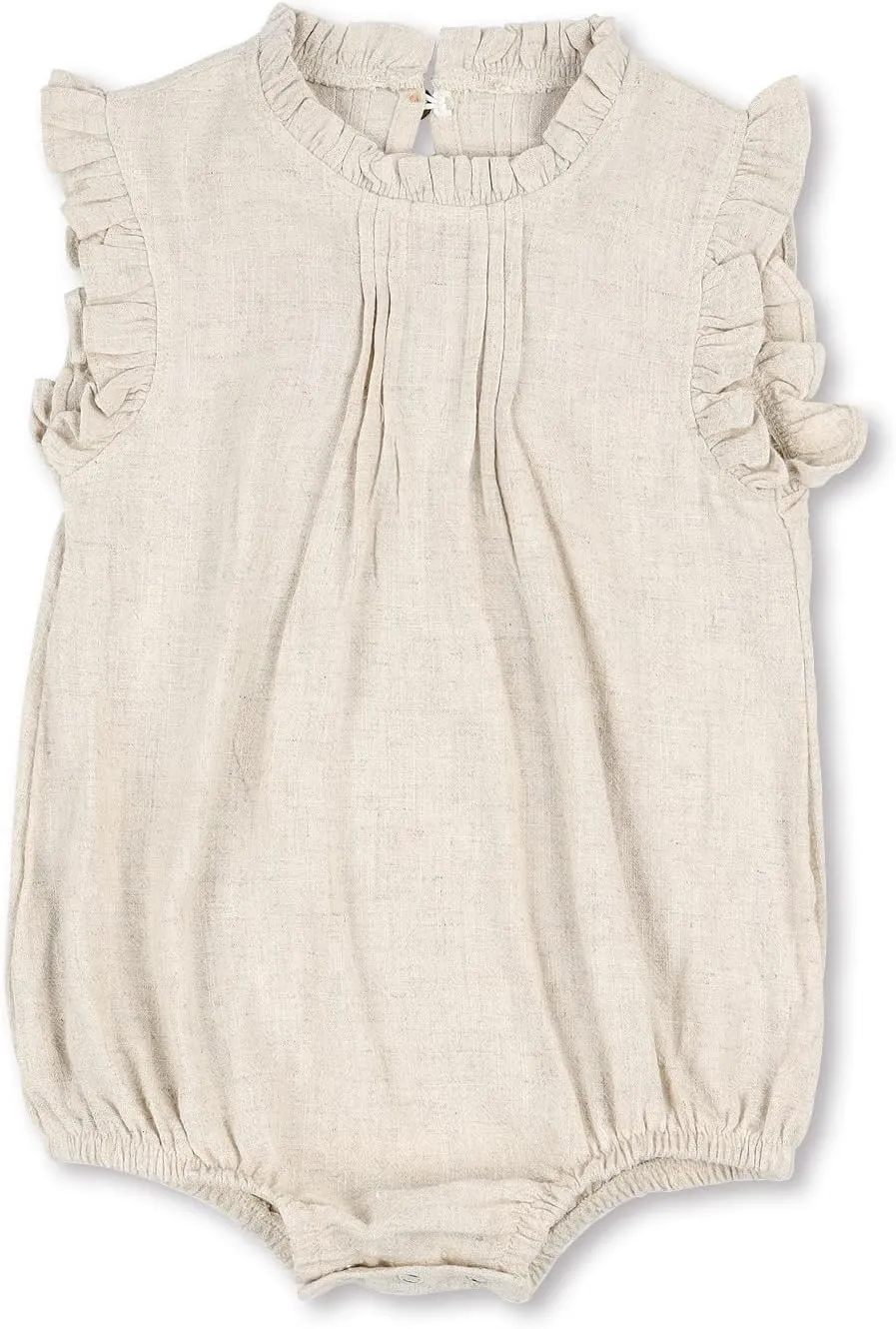 HOOLCHEAN Baby Girls Cotton Linen Plain Ruffles Sleeveless Bodysuits