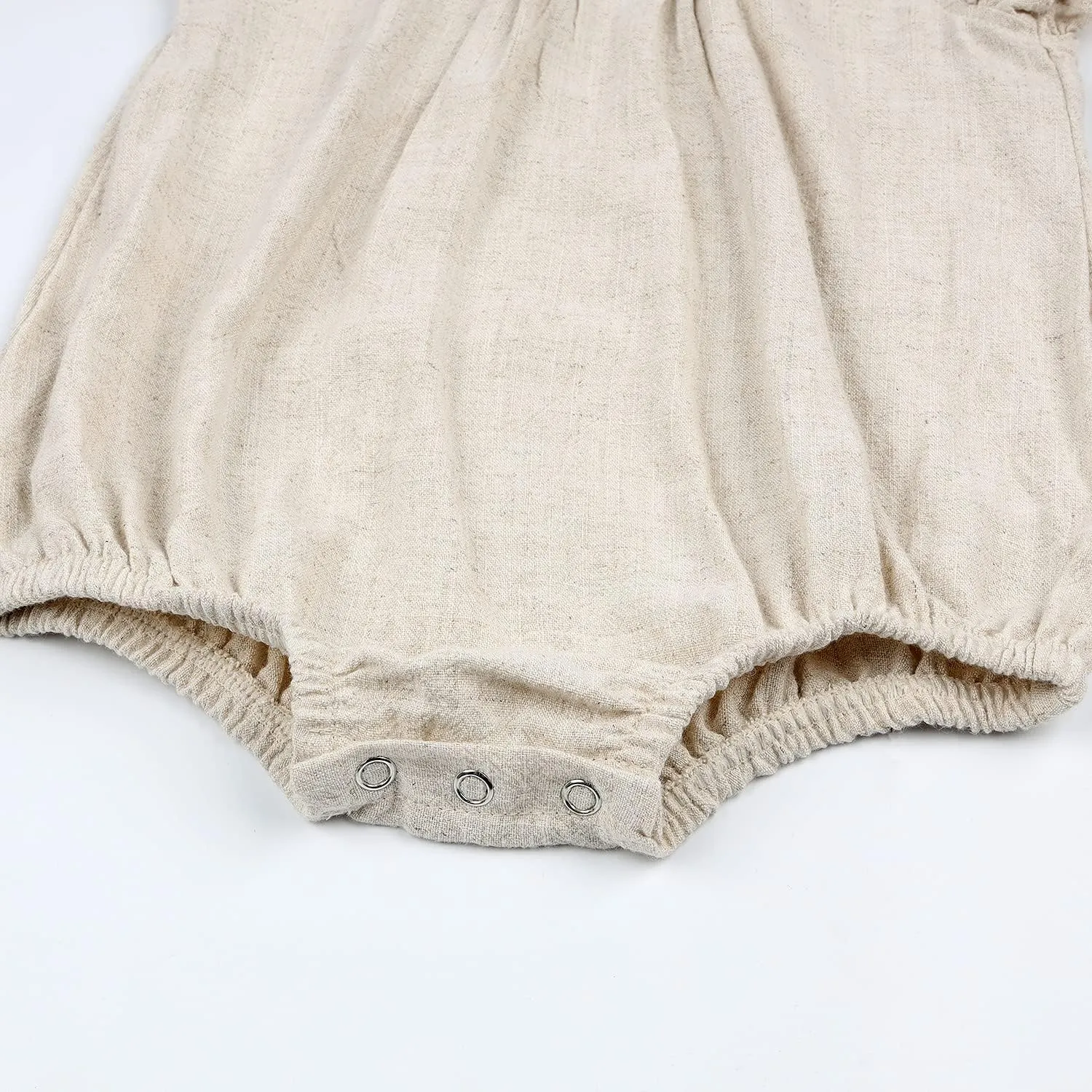 HOOLCHEAN Baby Girls Cotton Linen Plain Ruffles Sleeveless Bodysuits