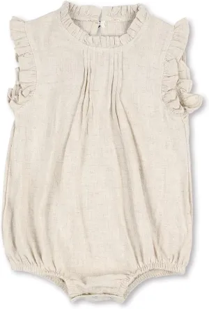 HOOLCHEAN Baby Girls Cotton Linen Plain Ruffles Sleeveless Bodysuits