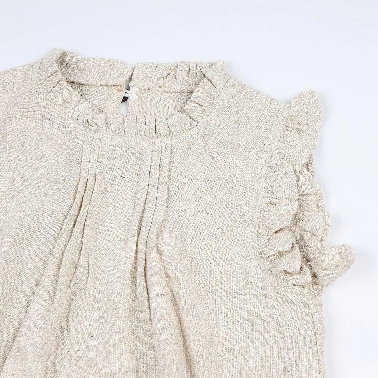 HOOLCHEAN Baby Girls Cotton Linen Plain Ruffles Sleeveless Bodysuits