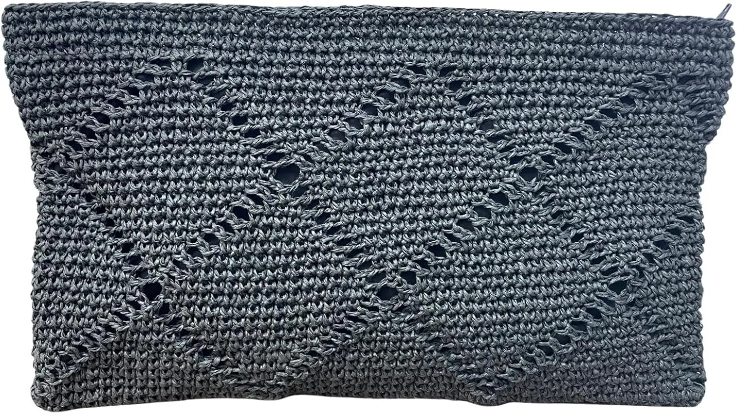 ICONIUM Handwoven Straw Clutch, Crochet Raffia Bag, Summer Beach Purse, Paper Rope Knitted Handbag, Boho Tan Clutch (Black)