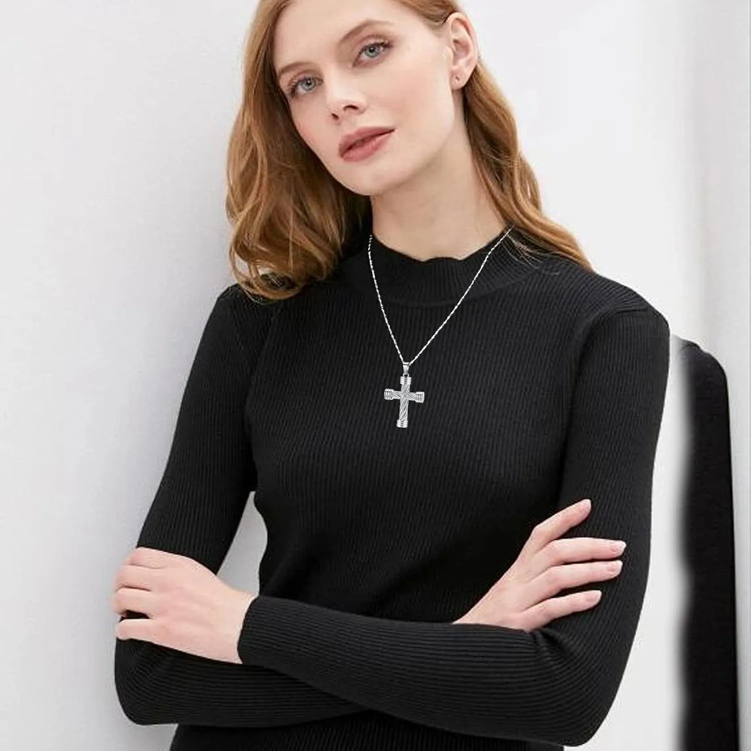 Imrsanl Cremation Jewelry for Ashes Cross Memorial Urn Necklace Pendant Keepsake Religious Cross Ashes Jewelry