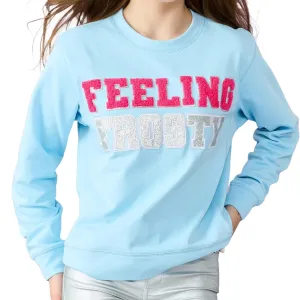 iscream Big Girls Softest Puff Fleece Crewneck Chenille Applique Sweatshirt
