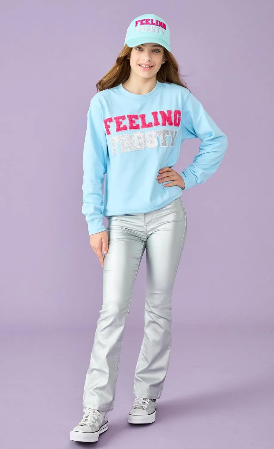 iscream Big Girls Softest Puff Fleece Crewneck Chenille Applique Sweatshirt