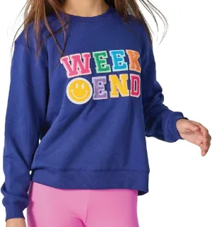 iscream Big Girls Softest Puff Fleece Crewneck Chenille Applique Sweatshirt