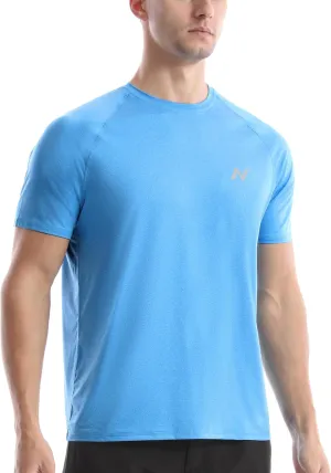 isnowood UPF 50  Swim Shirts for Men, Sun Protection Short Sleeve Rash Guard Mens Quick Dry Surf Athletic Beach Shirt