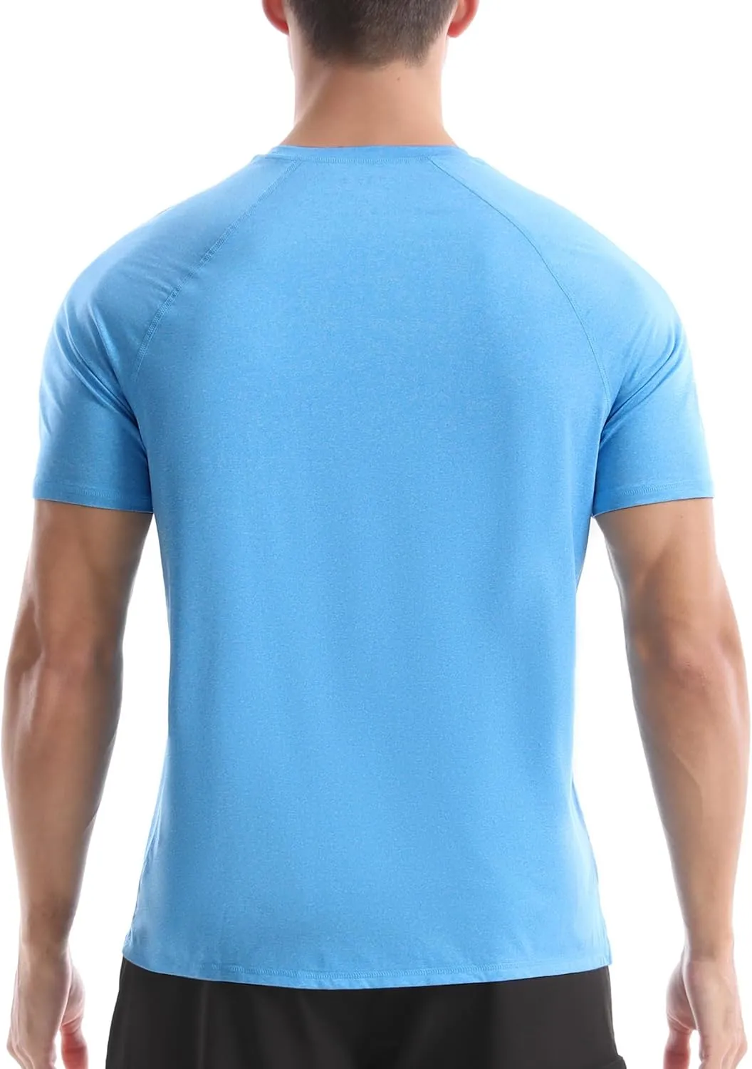 isnowood UPF 50  Swim Shirts for Men, Sun Protection Short Sleeve Rash Guard Mens Quick Dry Surf Athletic Beach Shirt