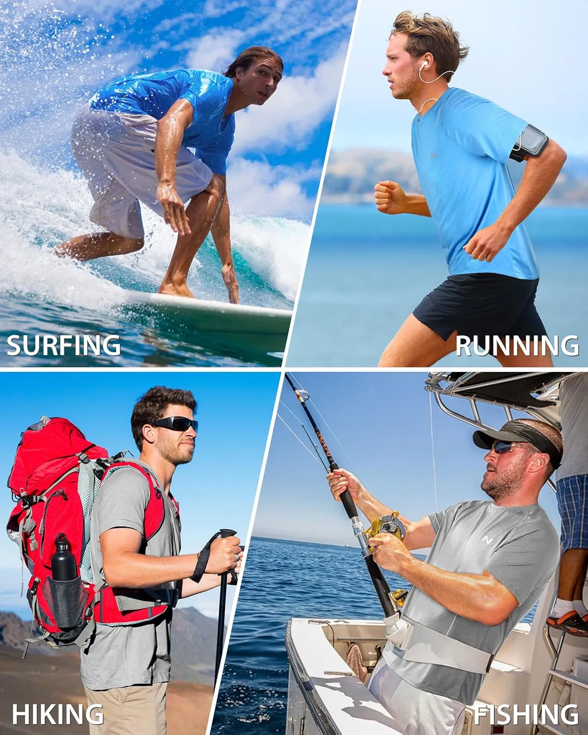 isnowood UPF 50  Swim Shirts for Men, Sun Protection Short Sleeve Rash Guard Mens Quick Dry Surf Athletic Beach Shirt