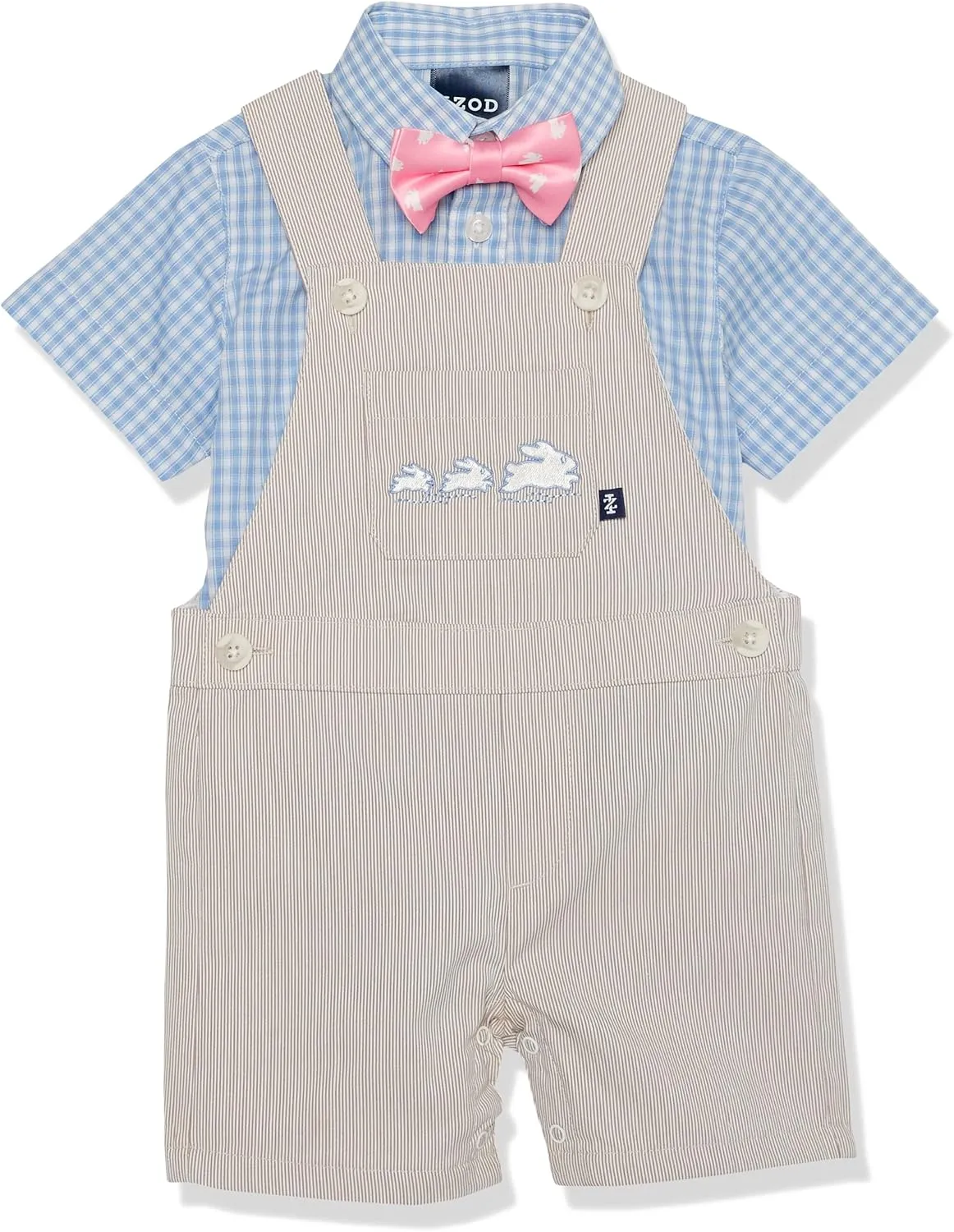 IZOD baby-boys 3-piece Shortall, Button-down Shirt, and Bow Tie Set