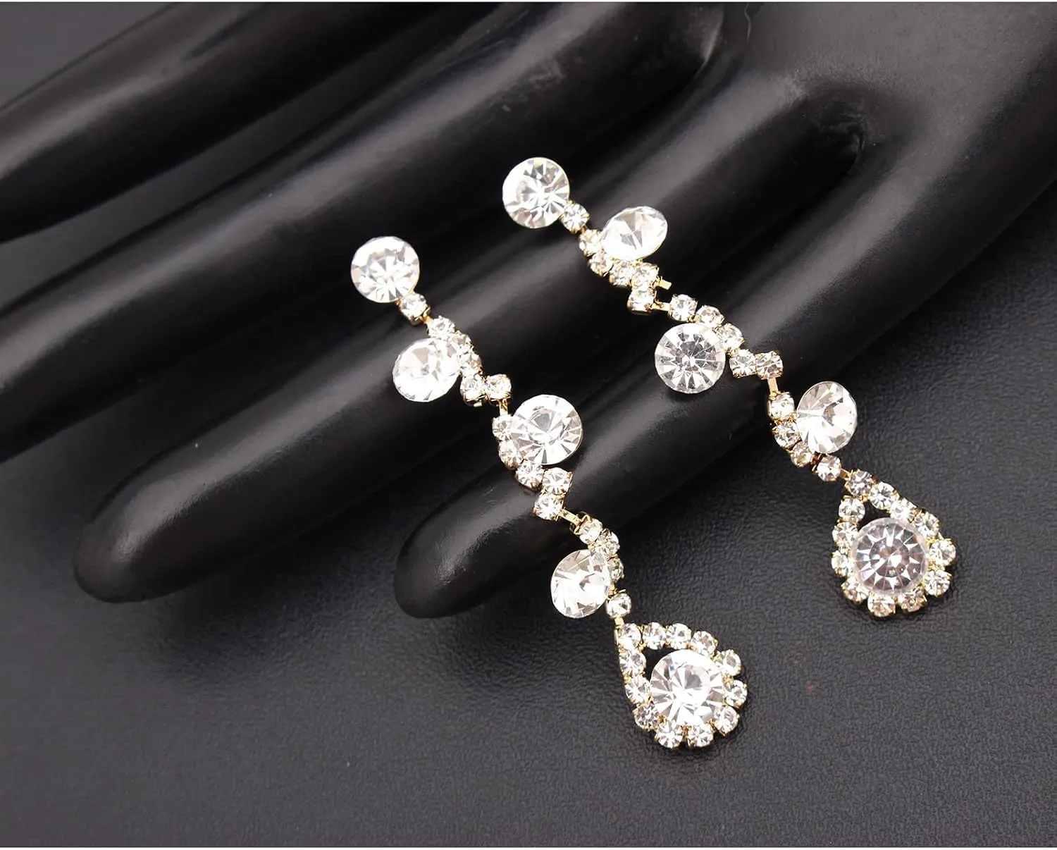Jewelry Set for Women, Rhinestone Tiara Crown Necklace Dangle Earrings Bangle Bracelet Ring, White/KC Gold Plated Jewelry Set with Rhinestone Wedding Party Jewelry for Bridal Bridesmaid