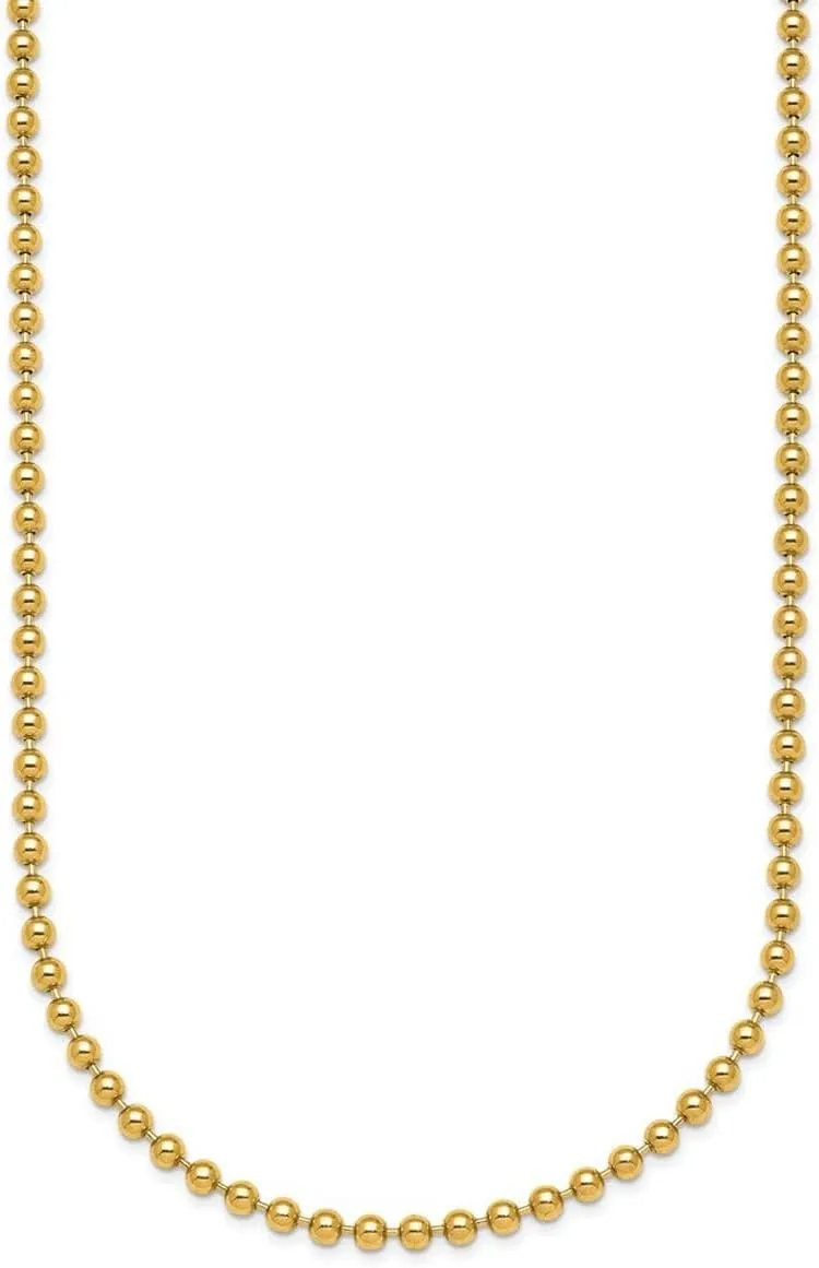 JewelryWeb 14k Solid Yellow Gold 2.5mm Bead Anklet 9.5 Inch-Anklet for Women