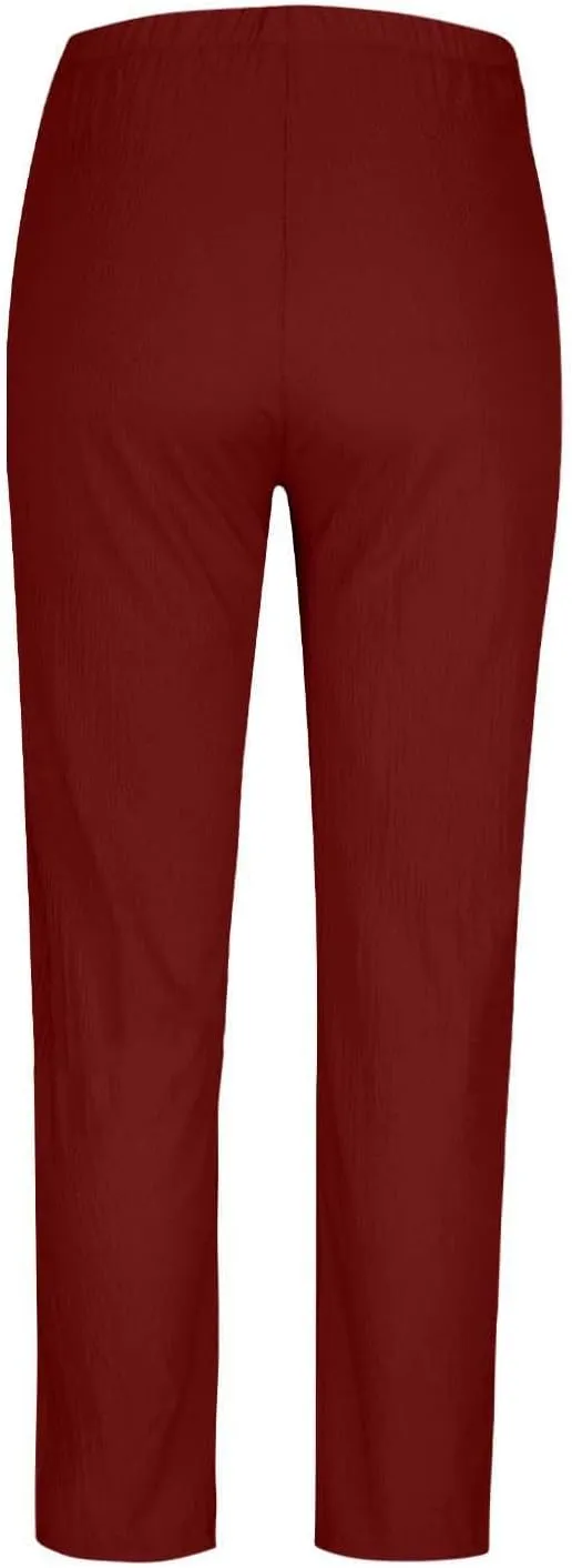 JOAU Women Cotton Linen Pants Casual Summer 2025 Straight Wide Leg Loose Comfy Elastic High Waist Beach Trouser with Pockets