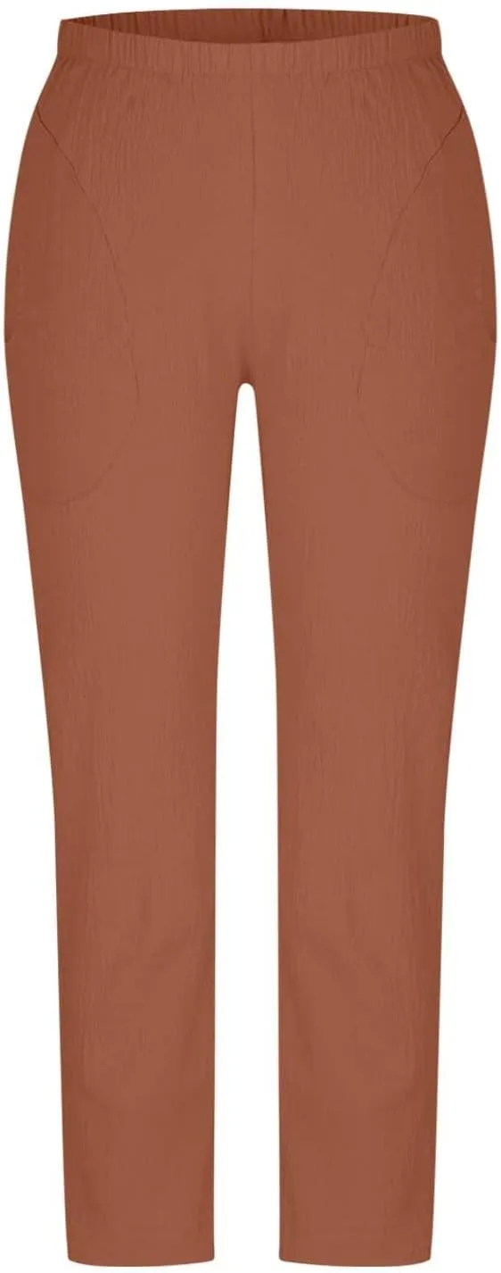 JOAU Women Cotton Linen Pants Casual Summer 2025 Straight Wide Leg Loose Comfy Elastic High Waist Beach Trouser with Pockets