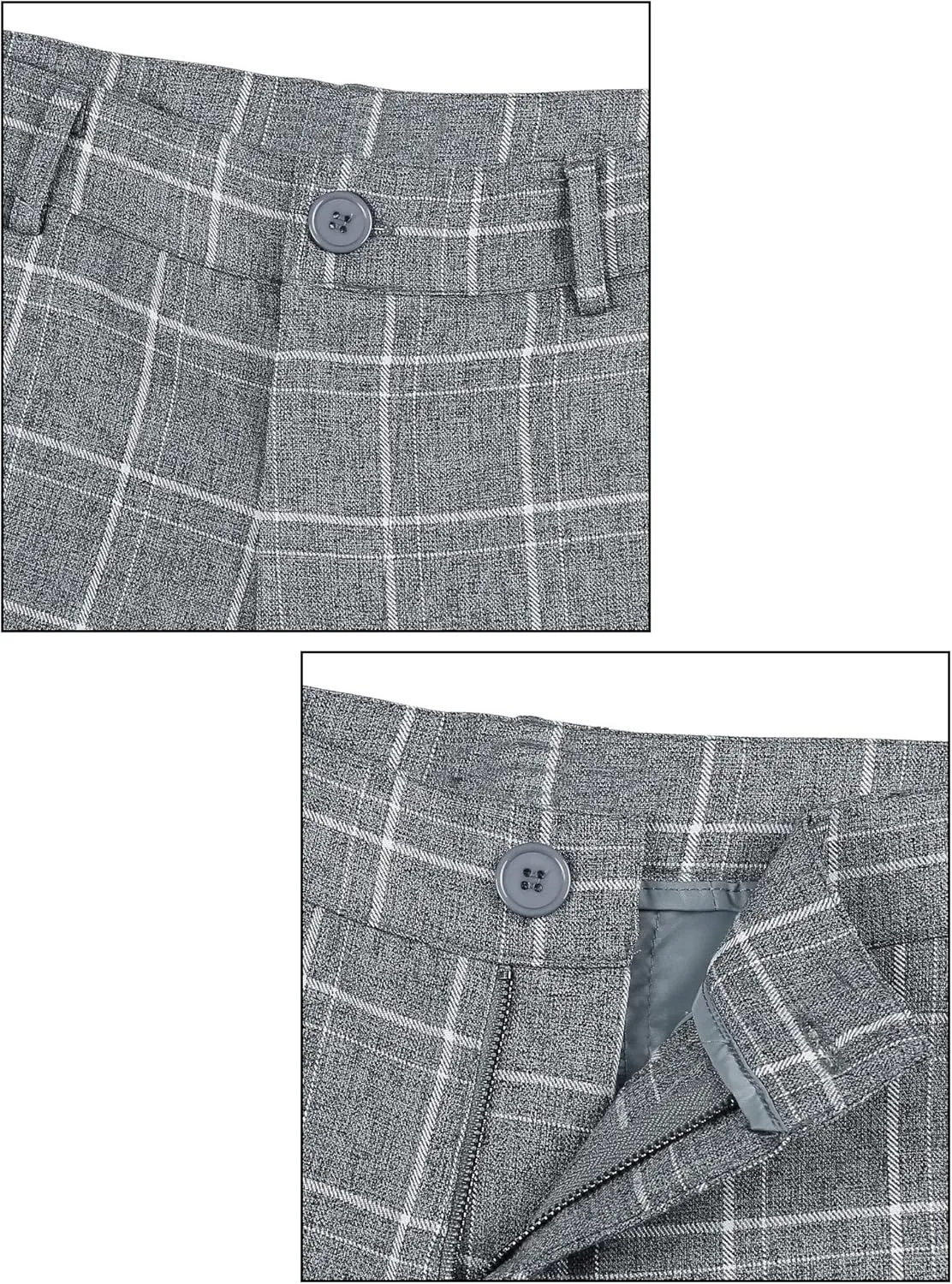 Lars Amadeus Men's Dress Plaid Pants Slim Fit Flat Front Check Chino Pants Trousers