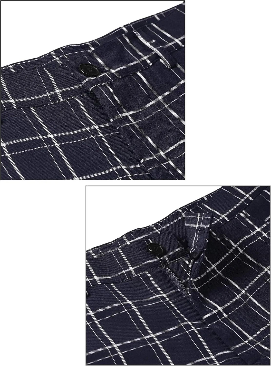 Lars Amadeus Men's Dress Plaid Pants Slim Fit Flat Front Check Chino Pants Trousers