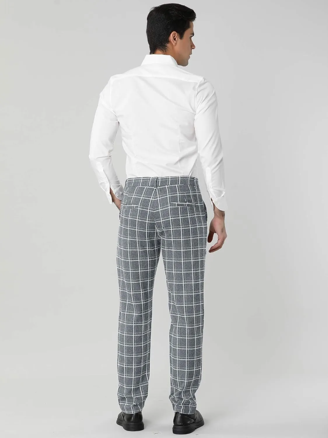 Lars Amadeus Men's Dress Plaid Pants Slim Fit Flat Front Check Chino Pants Trousers