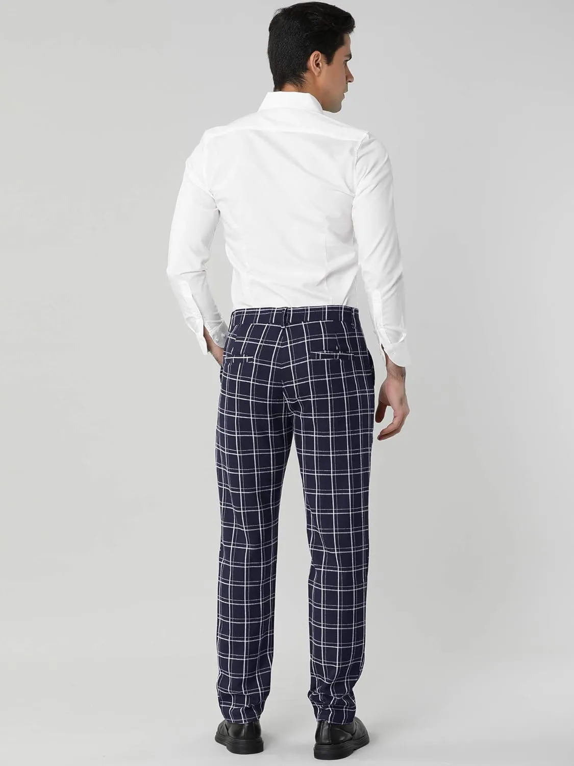 Lars Amadeus Men's Dress Plaid Pants Slim Fit Flat Front Check Chino Pants Trousers