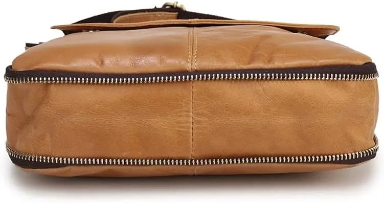 Leather Men's Bag Retro Cowhide Men's Crossbody Bag Vertical Clamshell for Men Shoulder Bag