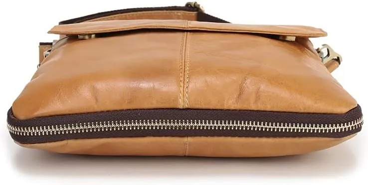 Leather Men's Bag Retro Cowhide Men's Crossbody Bag Vertical Clamshell for Men Shoulder Bag