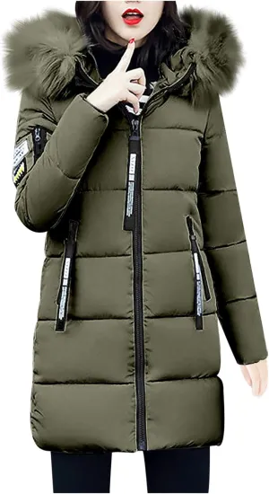 Lightweight Jacket Women 2024 Trendy Mid-length Heated Jackets Thicken Zip Long Sleeve Coats with Pockets Outdoor