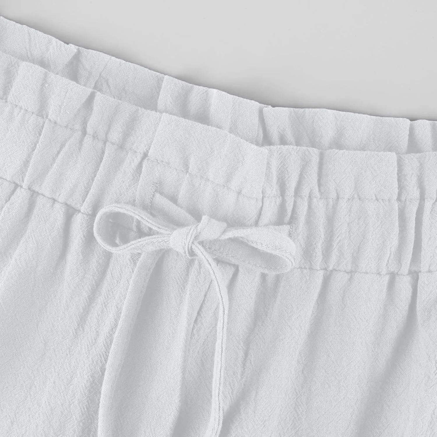 Linen Pants for Women 2025 Summer High Waist Elastic Straight Leg Lounge Palazzo Pant Lightweight Beach Trousers