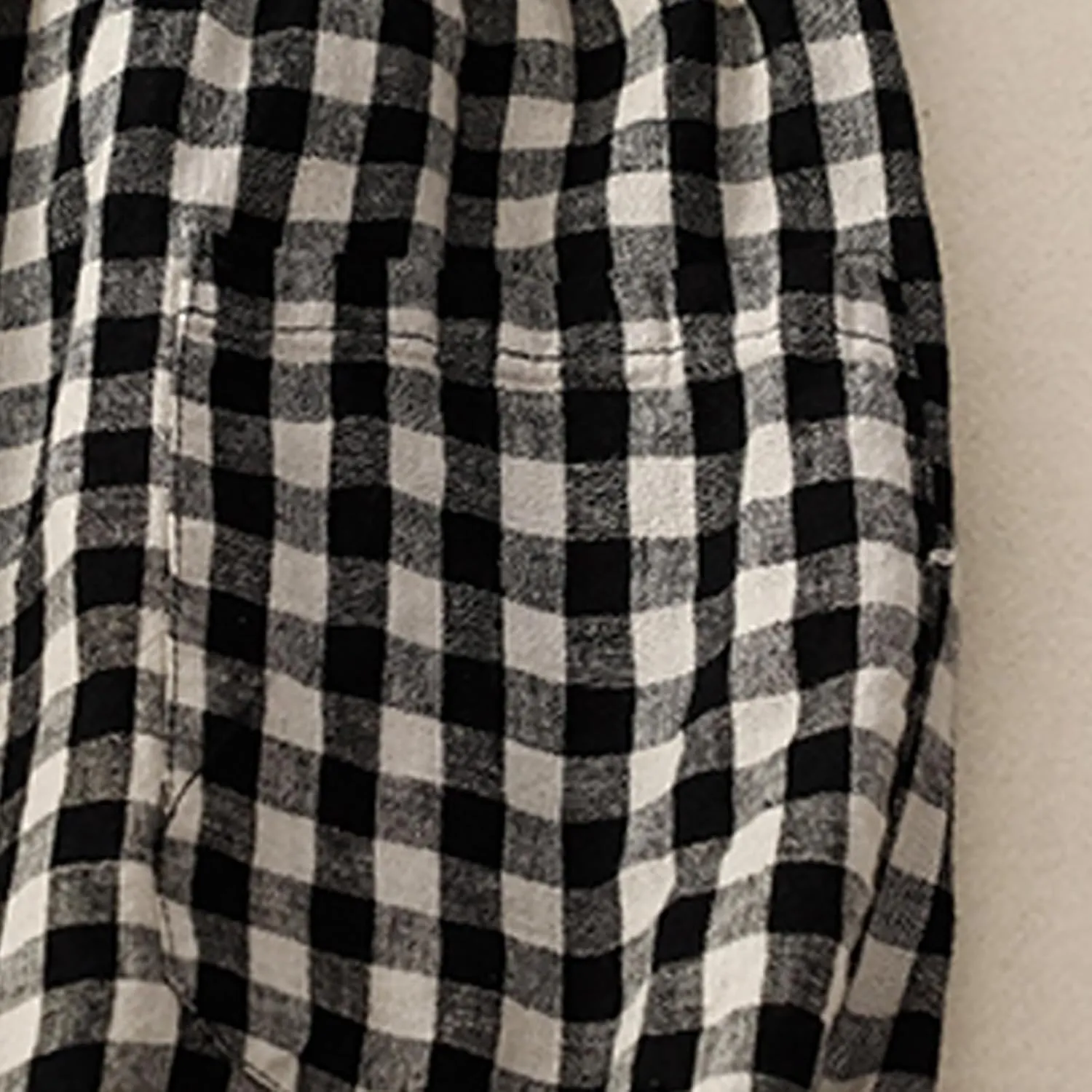 Linen Pants for Women Summer 2024 Plaid Casual Elastic High Waist Straight Leg Pants Loose Fit Trendy Beach Trousers