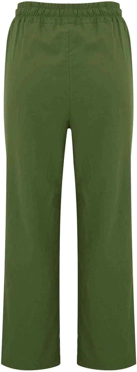Linen Pants for Women Summer Loose Lounge Pants Drawstring Elastic Waist Trousers Pants Straight Leg Pants with Pocket