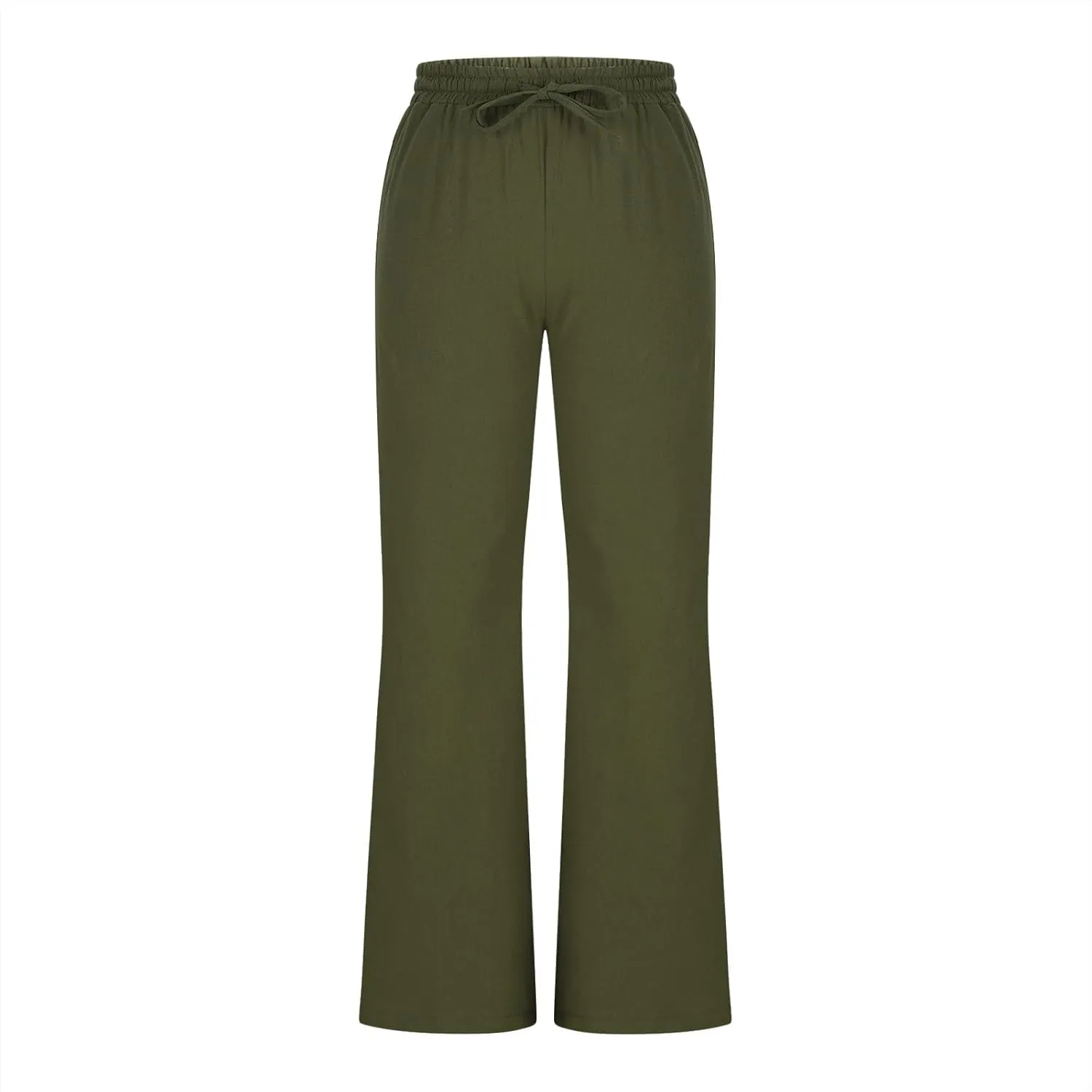 Linen Pants Women Casual Linen High Waist Pants Vacation Travel Pants Drawstring Loose Summer Trousers with Pockets