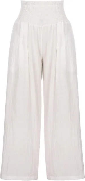 Linen Pants Women High Waist Wide Leg Pants Beach Vacation Boho Pants Casual Vintage Linen Pants Trousers with Pockets