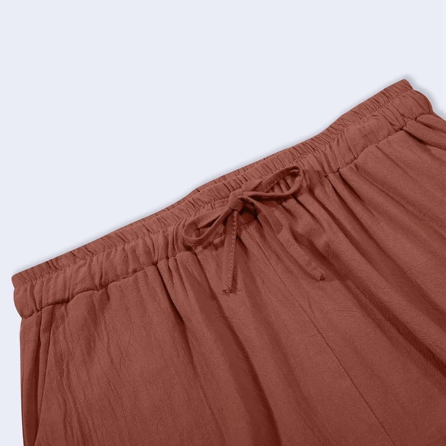 Linen Pants Women Loose Fit Summer Casual Solid Color Boho Plus Size High Waist Linen Pants Cotton Comfy Lounge Trousers