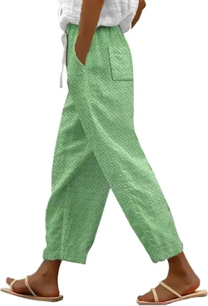 Linen Pants Women Summer Casual Drawstring Pants Petite Linen Pants for Women White Trouser Pants for Women Linen